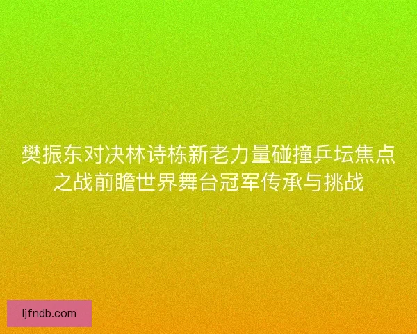 樊振东对决林诗栋新老力量碰撞乒坛焦点之战前瞻世界舞台冠军传承与挑战